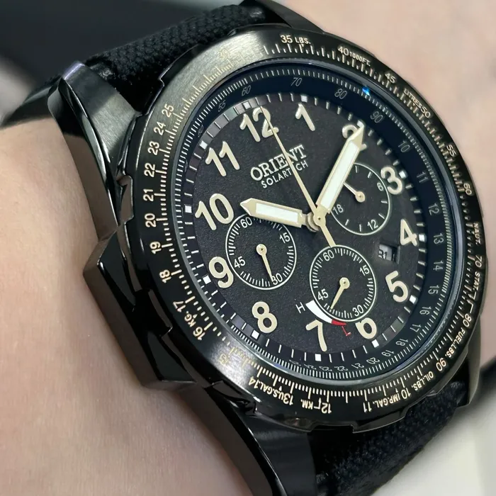 Relógio Orient Solartech Sports Pilot MPSNC007 Preto 45mm | Taniguchi Relógios