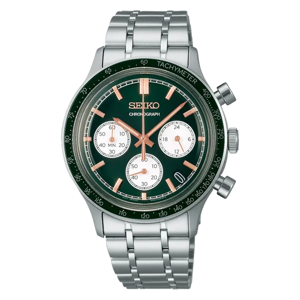 Seiko Quartzo Essentials Cronograph SSB481 verde