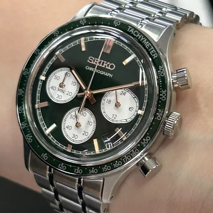 Relógio Seiko Essentials Chronograph SSB481 Verde 38mm | Taniguchi Relógios