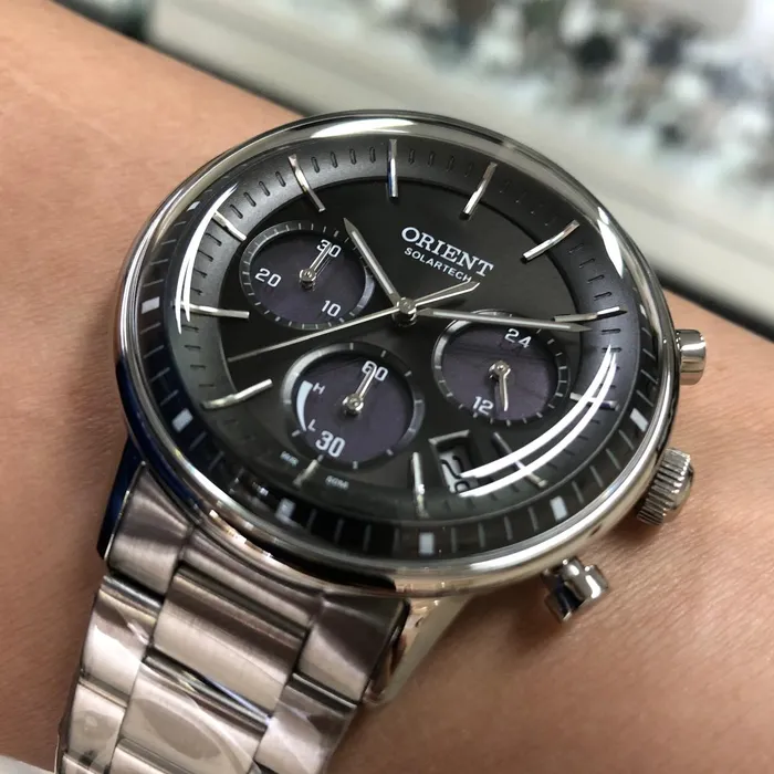 Relógio Orient Solartech Cronógrafo MBSSC265 G1SX Prata 42mm | Taniguchi Relógios