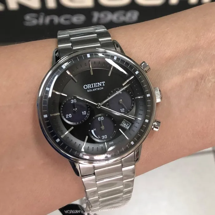 Relógio Orient Solartech Cronógrafo MBSSC265 G1SX Prata 42mm | Taniguchi Relógios