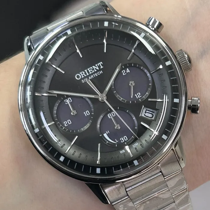 Relógio Orient Solartech Cronógrafo MBSSC265 G1SX Prata 42mm | Taniguchi Relógios
