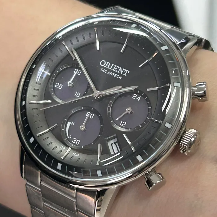 Relógio Orient Solartech Cronógrafo MBSSC265 G1SX Prata 42mm | Taniguchi Relógios