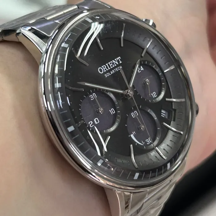 Relógio Orient Solartech Cronógrafo MBSSC265 G1SX Prata 42mm | Taniguchi Relógios