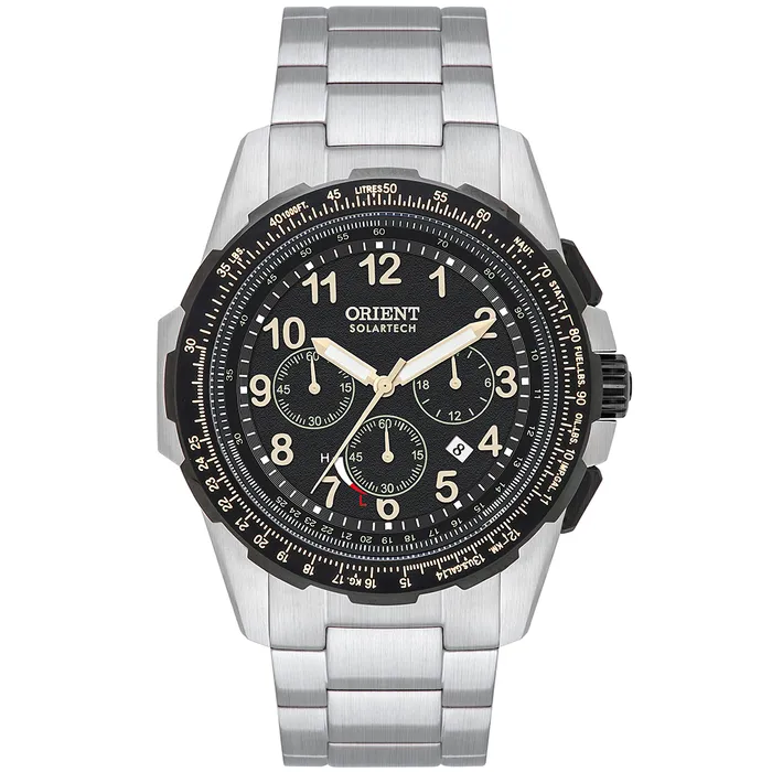Relógio Orient Solartech Sports Pilot MBSSC289 P2SX Preto 44mm | Taniguchi Relógios