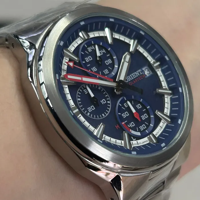 Relógio Orient Solartech Cronógrafo MBSSC282 D1SX Azul 42mm | Taniguchi Relógios
