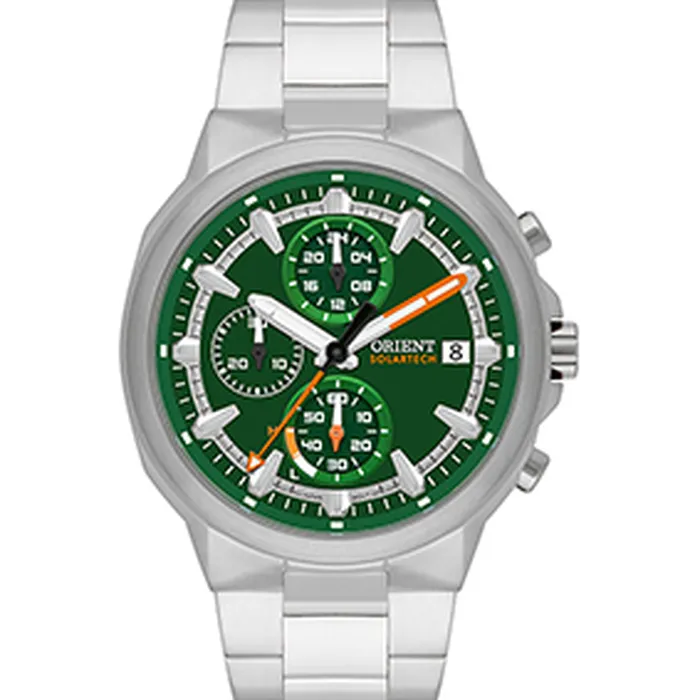 Relógio Orient Solartech Cronógrafo MBSSC282 E1SX Verde 42mm | Taniguchi Relógios