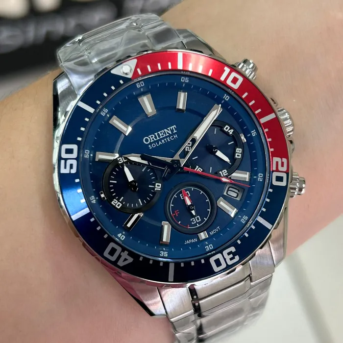 Relógio Orient Solartech Elite Sea MBSSC288 DVSX Pepsi 43mm | Taniguchi Relógios