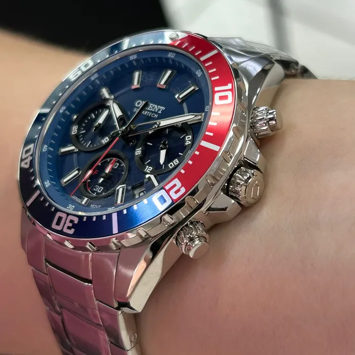 Relógio Orient Solartech Elite Sea MBSSC288 DVSX Pepsi 43mm | Taniguchi Relógios