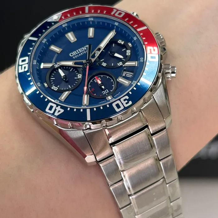 Relógio Orient Solartech Elite Sea MBSSC288 DVSX Pepsi 43mm | Taniguchi Relógios