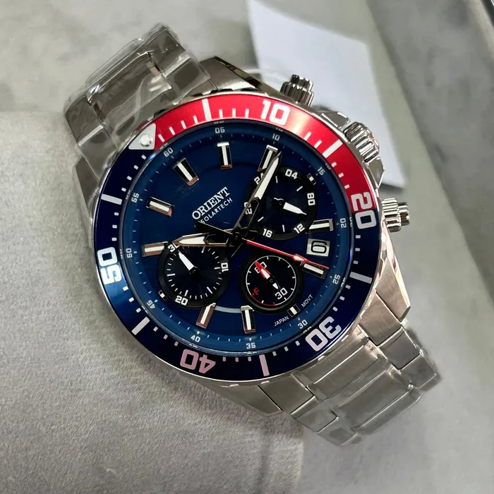 Relógio Orient Solartech Elite Sea MBSSC288 DVSX Pepsi 43mm | Taniguchi Relógios