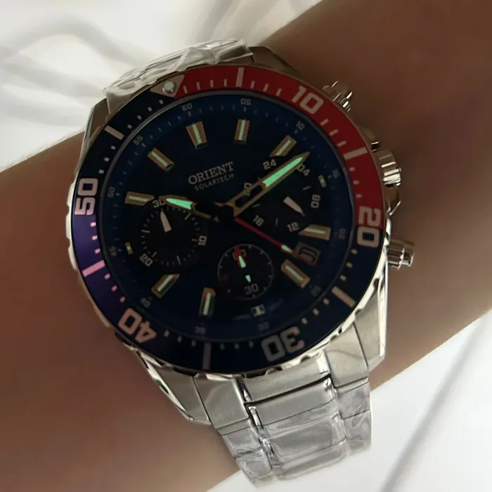Relógio Orient Solartech Elite Sea MBSSC288 DVSX Pepsi 43mm | Taniguchi Relógios