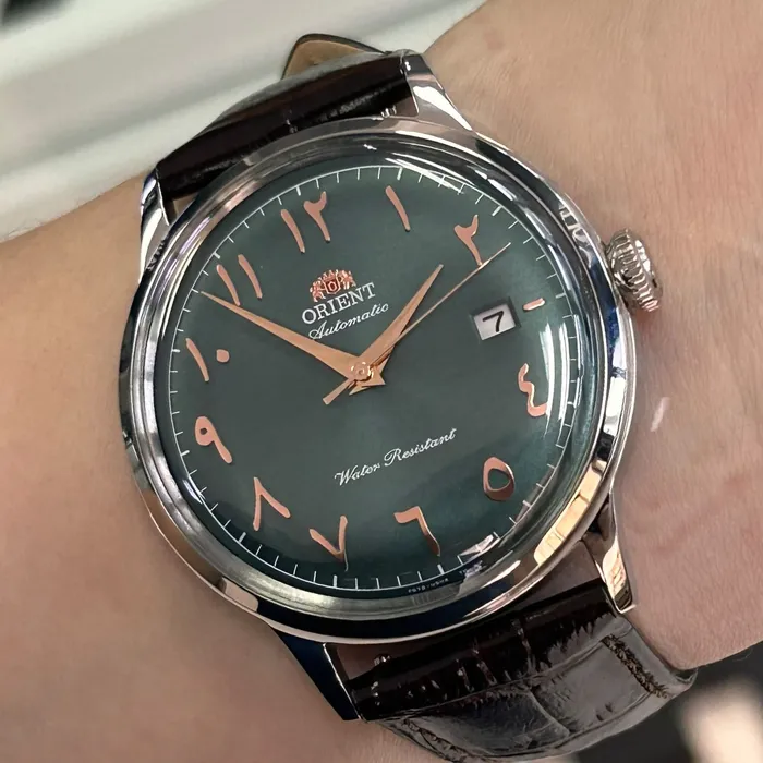 Relógio Orient Bambino Arabic Dial RA-AC0035E30B Verde | Taniguchi Relógios