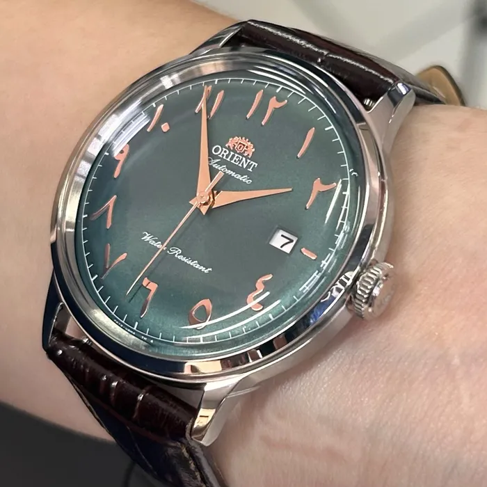 Relógio Orient Bambino Arabic Dial RA-AC0035E30B Verde | Taniguchi Relógios