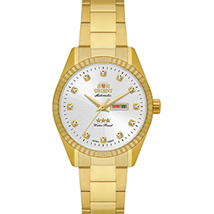 Relógio Orient 3 Estrelas Feminino Automático NH6GG007 S1KX Dourado | Taniguchi Relógios