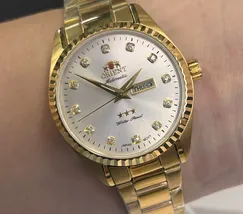 Relógio Orient 3 Estrelas Feminino Automático NH6GG007 S1KX Dourado | Taniguchi Relógios - imagem 1