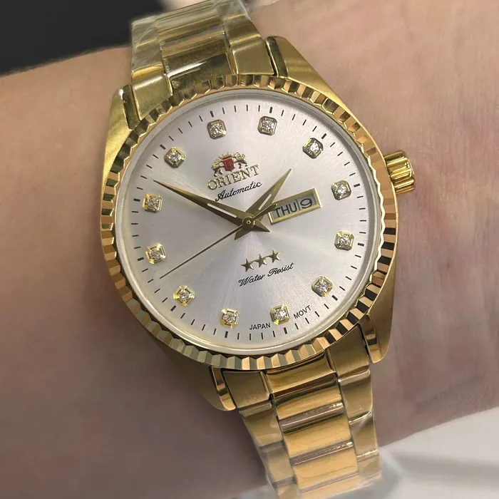 Relógio Orient 3 Estrelas Feminino Automático NH6GG007 S1KX Dourado | Taniguchi Relógios