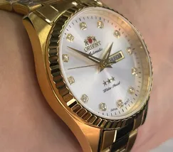 Relógio Orient 3 Estrelas Feminino Automático NH6GG007 S1KX Dourado | Taniguchi Relógios - imagem 3