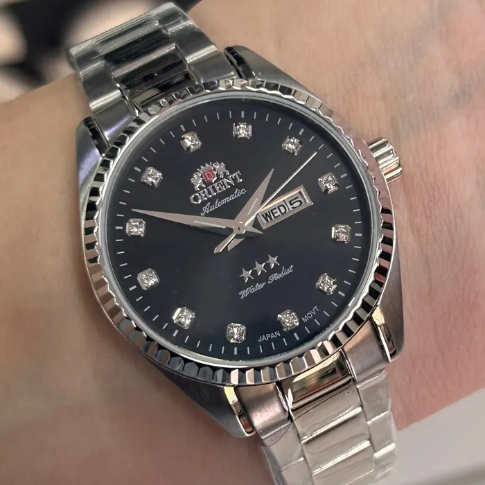 Relógio Orient 3 Estrelas Automático Feminino Prata NH6SS007 33mm | Taniguchi Relógios