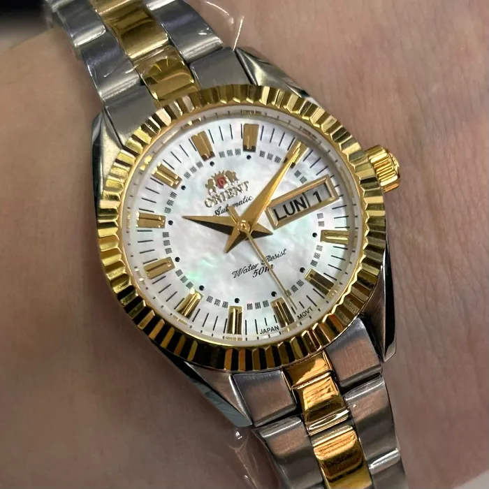 Relógio Orient 3 Estrelas Feminino Automático NH6MM005 B1SK Bicolor | Taniguchi Relógios