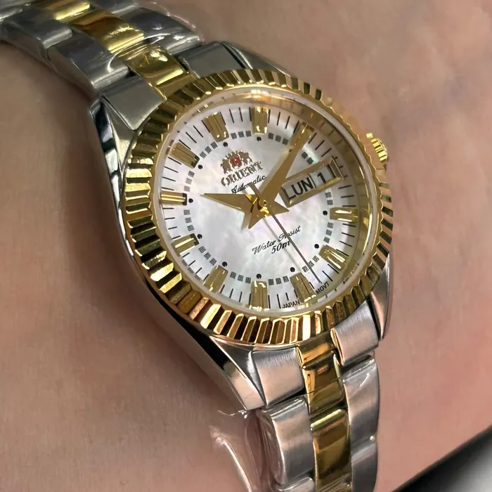 Relógio Orient 3 Estrelas Feminino Automático NH6MM005 B1SK Bicolor | Taniguchi Relógios