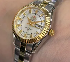 Relógio Orient 3 Estrelas Feminino Automático NH6MM005 B1SK Bicolor | Taniguchi Relógios - imagem 4