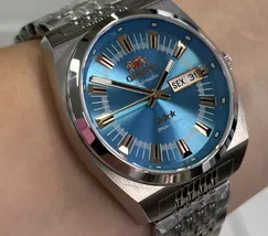 Relógio Orient 3 Estrelas Automático Heritage Safira YN6SS018 Azul Celeste 38,5mm 100m | Taniguchi Relógios - imagem 2