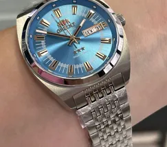 Relógio Orient 3 Estrelas Automático Heritage Safira YN6SS018 Azul Celeste 38,5mm 100m | Taniguchi Relógios - imagem 4