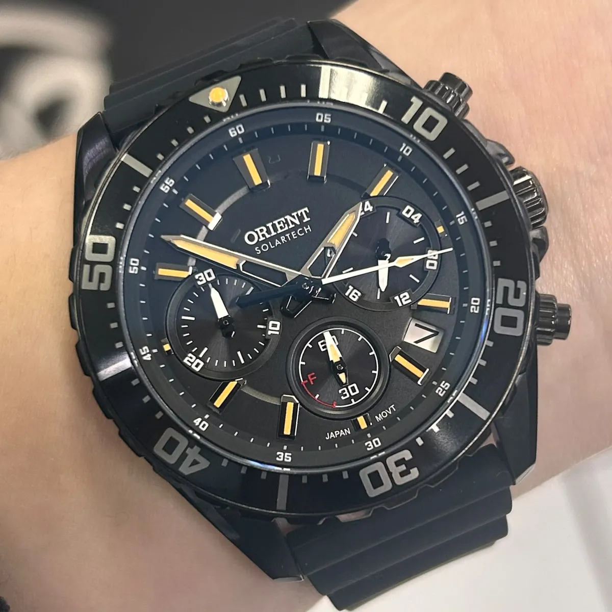 Relógio Orient Solartech Cronógrafo Elite Sea MPSPC020-P1PX Preto