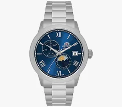 Relógio Orient Automático Sun and Moon Safira YN6SS034 Azul Aço 39mm 100m | Taniguchi Relógios - imagem 1