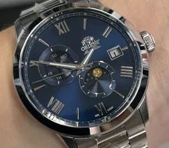 Relógio Orient Automático Sun and Moon Safira YN6SS034 Azul Aço 39mm 100m | Taniguchi Relógios - imagem 1
