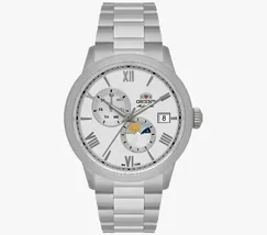 Relógio Orient Automático Sun and Moon Safira YN6SS034 Branco Aço 39mm 100m | Taniguchi Relógios - imagem 1