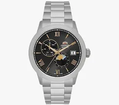 Relógio Orient Automático Sun and Moon Safira YN6SS034 Preto Aço 39mm 100m | Taniguchi Relógios - imagem 1