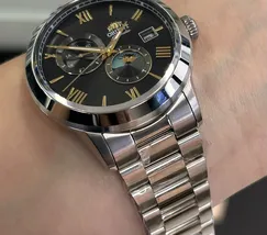 Relógio Orient Automático Sun and Moon Safira YN6SS034 Preto Aço 39mm 100m | Taniguchi Relógios - imagem 5
