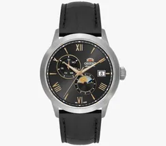 Relógio Orient Automático Sun and Moon Safira YN6SC034 Preto Couro 39mm 100m | Taniguchi Relógios - imagem 1