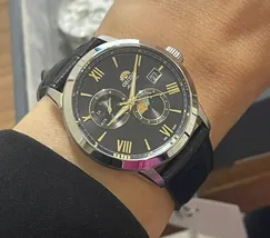 Relógio Orient Automático Sun and Moon Safira YN6SC034 Preto Couro 39mm 100m | Taniguchi Relógios - imagem 3