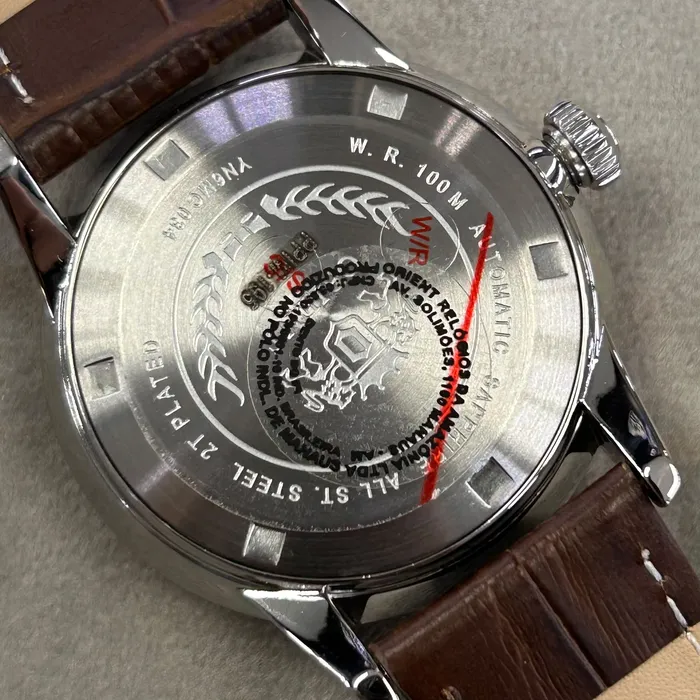 Relógio Orient Automático Sun and Moon Safira YN6MC034 Misto Verde Couro 39mm 100m | Taniguchi Relógios