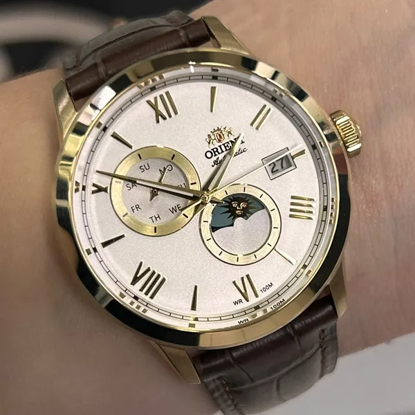Orient Automático Special Calibers SUN AND MOON YN6GC034-S3NX Branco