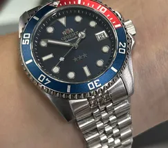 Relógio Orient 3 Estrelas Automático Submariner 39 Safira YN6SS023 Pepsi 39mm 100m | Taniguchi Relógios - imagem 5
