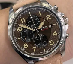 Relógio Orient Solartech Cronógrafo Sports Land MBSCC071 Cobre Couro 42mm 100m | Taniguchi Relógios - imagem 1