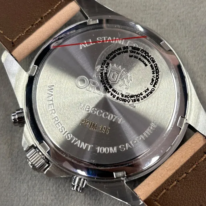 Relógio Orient Solartech Cronógrafo Sports Land MBSCC071 Cobre Couro 42mm 100m | Taniguchi Relógios