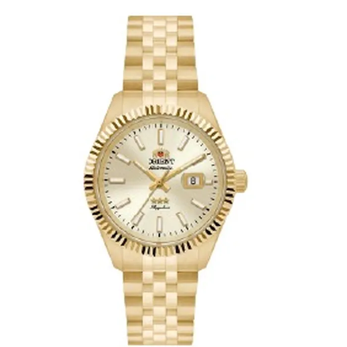 Relógio Orient 3 Estrelas Automático Feminino NH5GG002 Dourado 26mm | Taniguchi Relógios