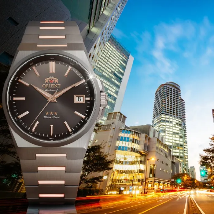 Relógio Orient 3 Estrelas Automático Safira YN6TT020B Bicolor Preto 38mm 100m | Taniguchi Relógios