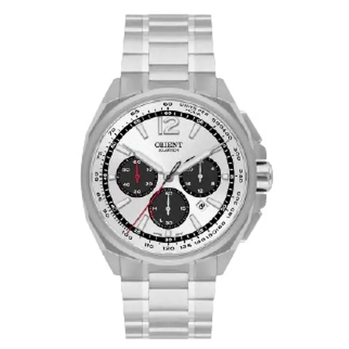 Relógio Orient Solartech Cronógrafo Elite Land Safira MBSSC319 Branco 40mm 100m | Taniguchi Relógios