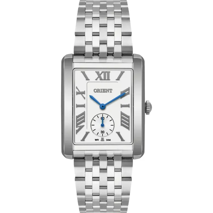 Relógio Orient Eternal Tank Safira GBSS0004-S3SX Branco Small seconds 29mm 30m | Taniguchi Relógios