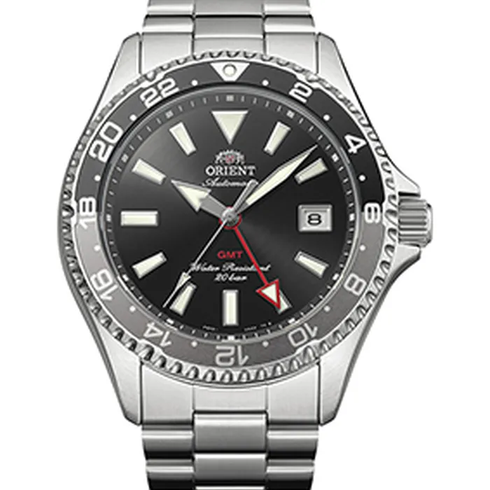 Relógio Orient Mako GMT Safira RA-BC0001B30B Preto 42,8mm 200m | Taniguchi Relógios