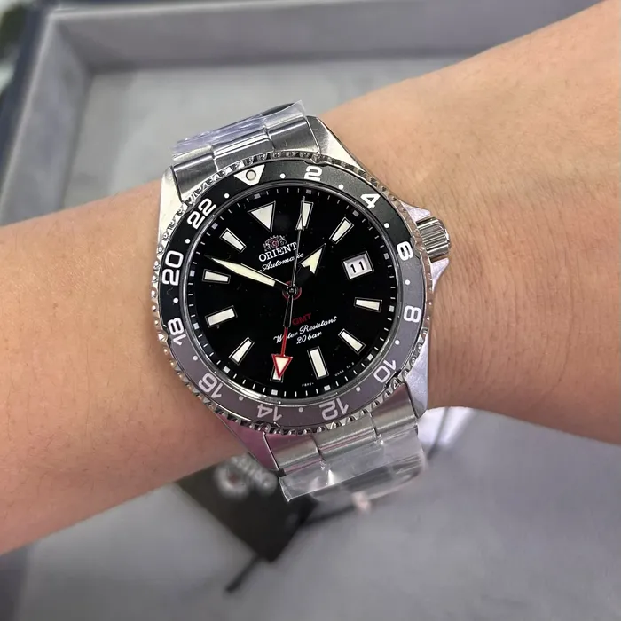 Relógio Orient Mako GMT Safira RA-BC0001B30B Preto 42,8mm 200m | Taniguchi Relógios