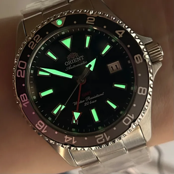 Relógio Orient Mako GMT Safira RA-BC0001B30B Preto 42,8mm 200m | Taniguchi Relógios