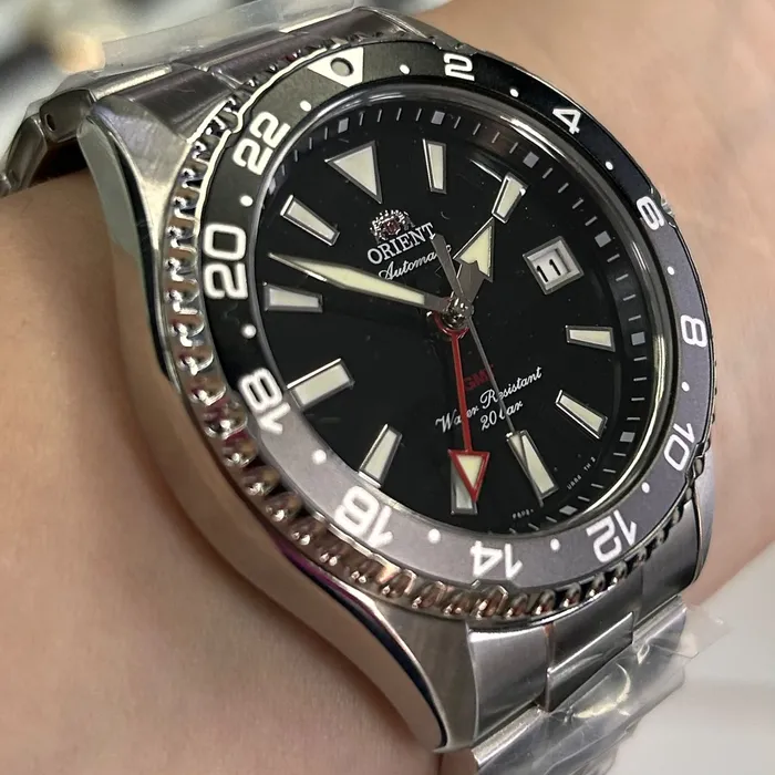 Relógio Orient Mako GMT Safira RA-BC0001B30B Preto 42,8mm 200m | Taniguchi Relógios