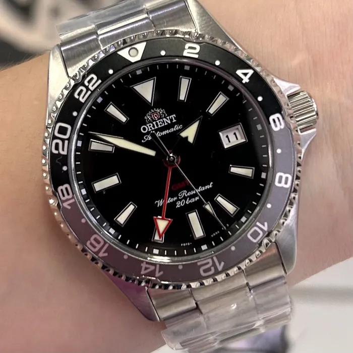 Relógio Orient Mako GMT Safira RA-BC0001B30B Preto 42,8mm 200m | Taniguchi Relógios
